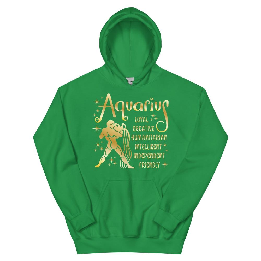Aquarius Zodiac Positive Traits Hoodie - Irish Green Color - https://ascensionemporium.net